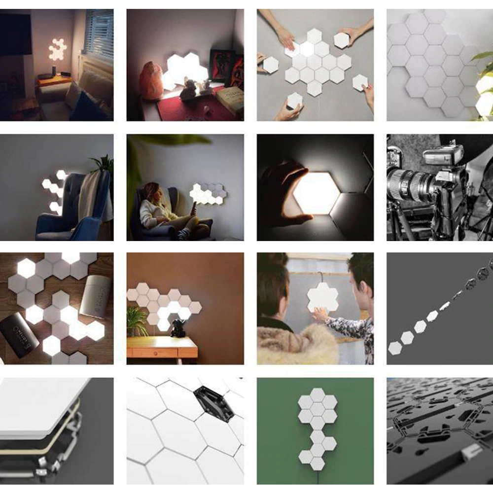 Σετ 6 Quantum Hexagonal LED Lamp - Επιτοίχιο Minimal Διακοσμητικό Εξαγωνικό Φωτιστικό Αφής Ψυχρού Φωτισμού 6500Κ - Συνδέονται μεταξύ τους με Μαγνήτη για να φτιάξετε ό,τι σχέδιο θέλετε
